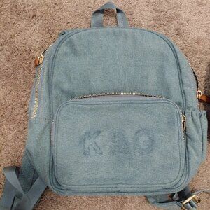 Stoney Clover Lane denim adult mini backpack w/ patches removed -- SEE DESCRIPT.